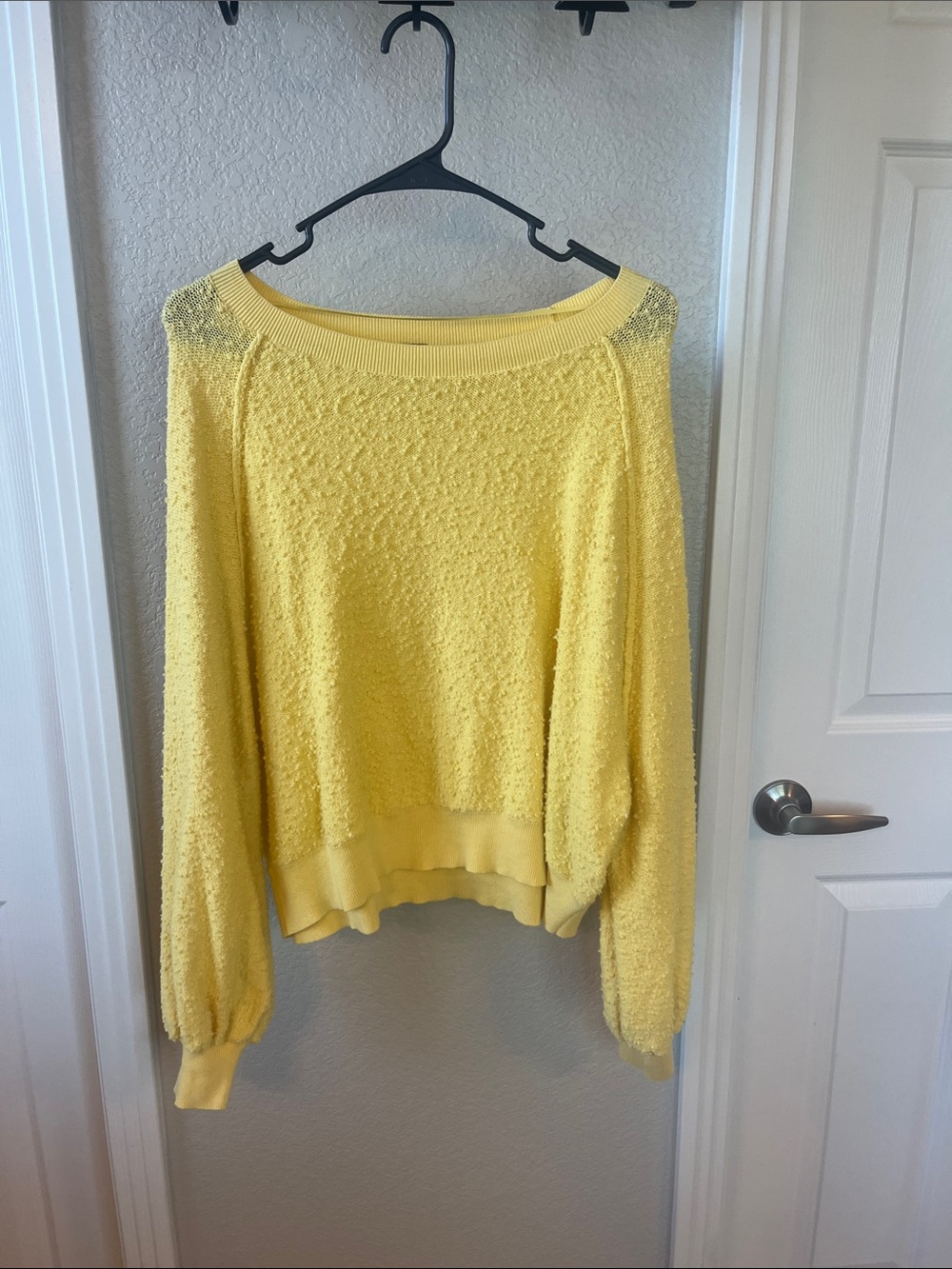 Free People Yellow Oversized Sweatshirt XS Found My Friend Textured Knit